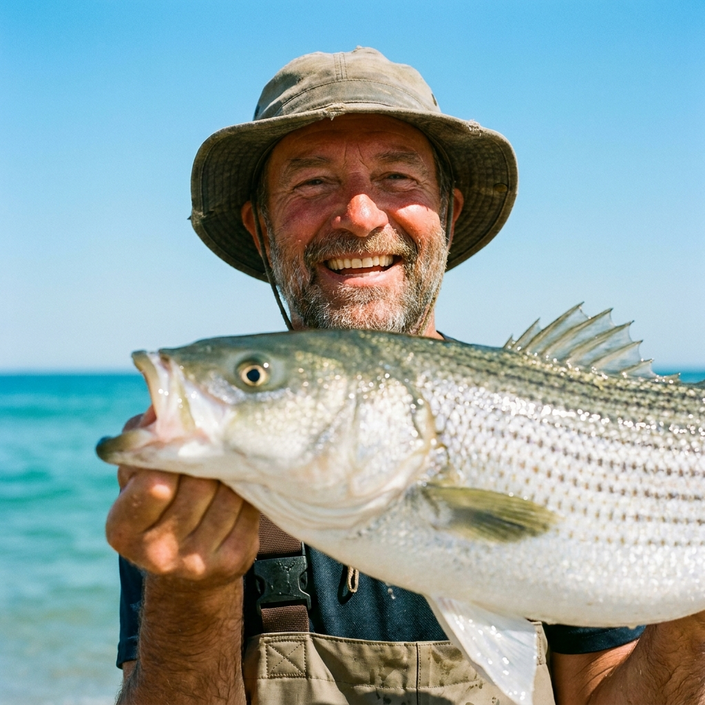 Happy angler with a catch